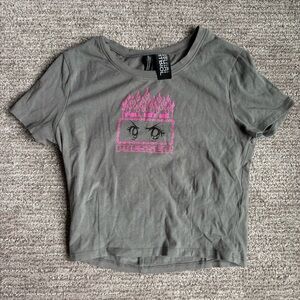 Vitriol anime eyes print crop tee